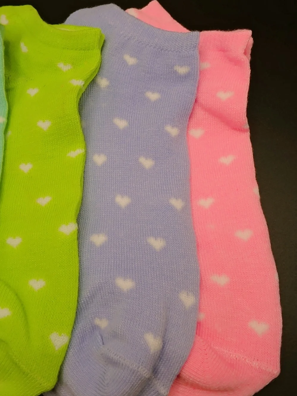 No-Show Heart Pattern Sock Pack - Neon & Pastel Colors